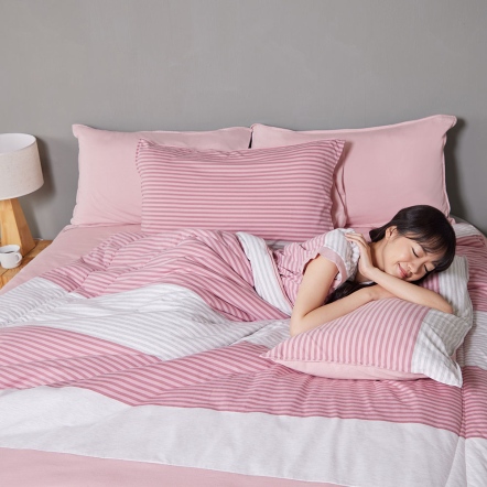 晨光條紋 四季被-微光粉