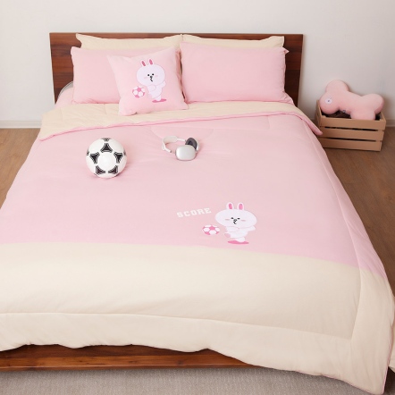 LINE FRIENDS｜兔兔足球 四季被-泡泡粉