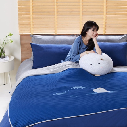 水豚雙人萬用毯-靛藍