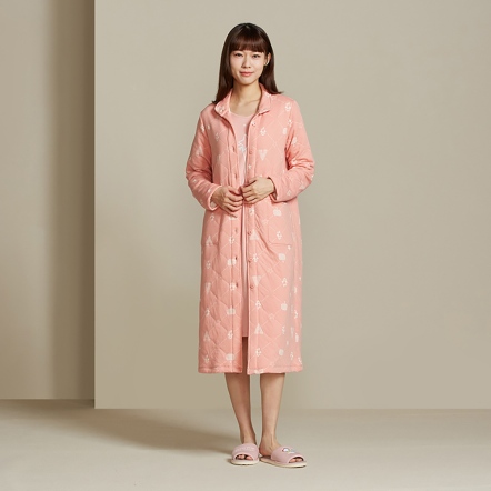 海鸚鵡包紗長外套-薔薇粉