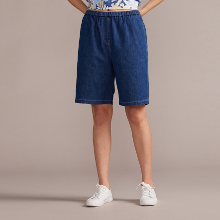 涼感彈性五分褲-藍