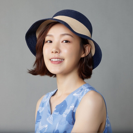 紙編寬條草帽-藍