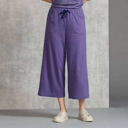 素面剪接寬褲-星光紫