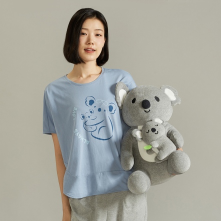 無尾熊親子抱枕-迷霧灰
