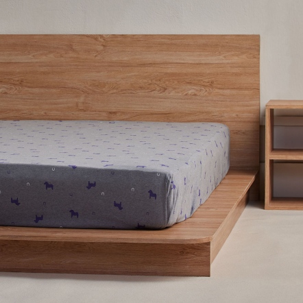 冰島馬印花床包-岩石灰