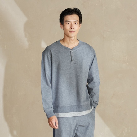 【鋅纖維】男裝 | 仿牛仔長袖上衣-岩石灰