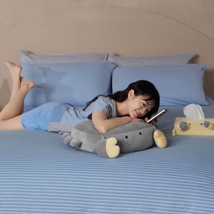 條紋 薄紗毯-雲朵藍