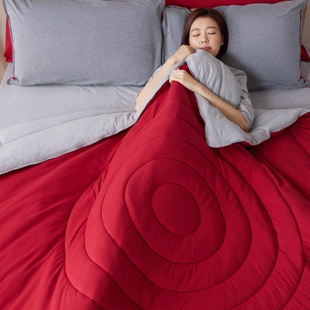 減法美學｜同心圓素色雙人冬被(6x7呎)-絲絨紅