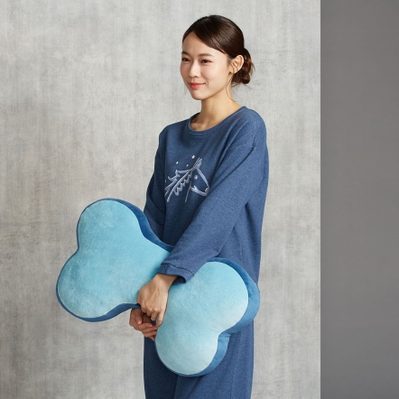 素面拼接中骨頭抱枕-冰島藍