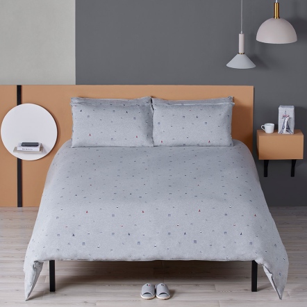 巴黎印花 被套+枕套組-迷霧灰