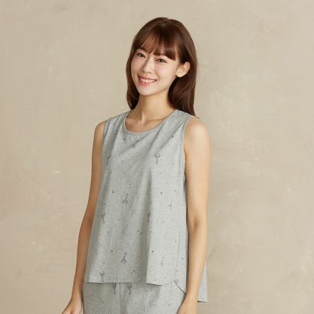 長頸鹿印花背心-迷霧灰