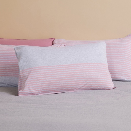 網路限定｜條紋拼接信封式枕套1入-灰粉