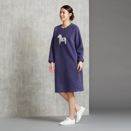 搖粒絨冰島馬長袖洋裝-星光紫
