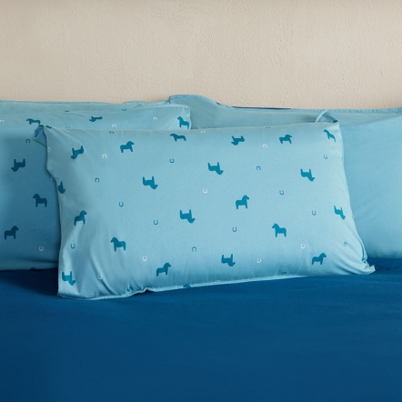 冰島馬印花信封式枕套1入-冰島藍