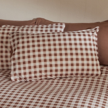 格紋雙面信封式枕套1入-可可棕