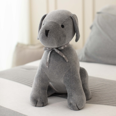  旺旺坐姿狗玩偶-岩石灰