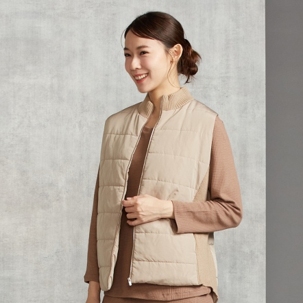 鋪棉風衣背心-卡其