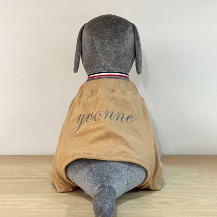 YVONNE繡花狗褲子-卡其