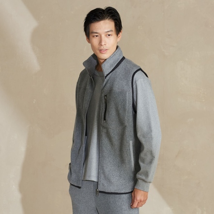 男裝 | 搖粒絨背心-岩石灰