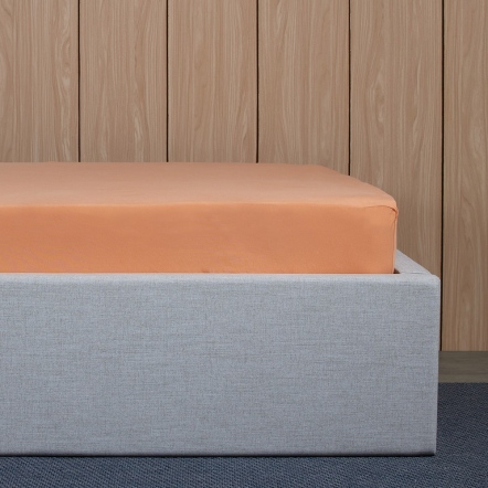 純棉素面床包-暖陽橘