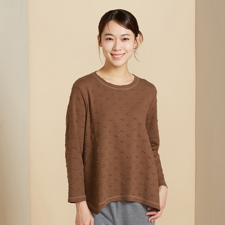 圓點提花長袖上衣-深咖啡