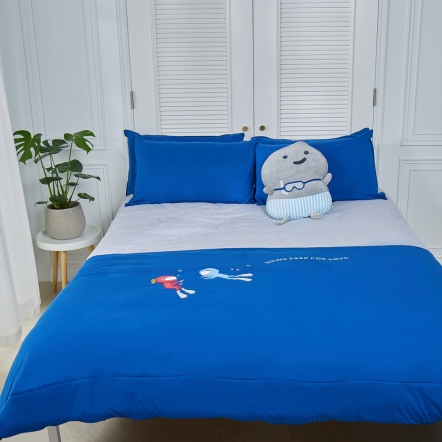 【薄荷紗】潛水 四季被-藍