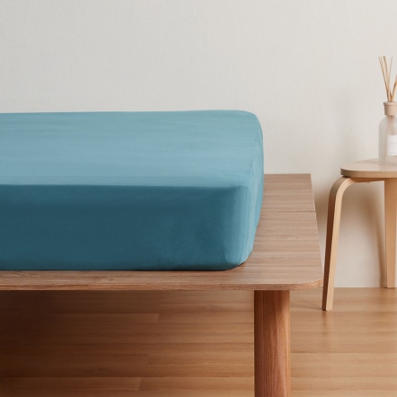 純棉素面床包-暮光綠