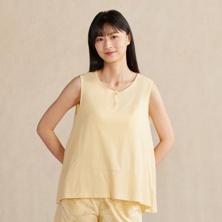 竹纖維半開襟背心-鵝絨黃