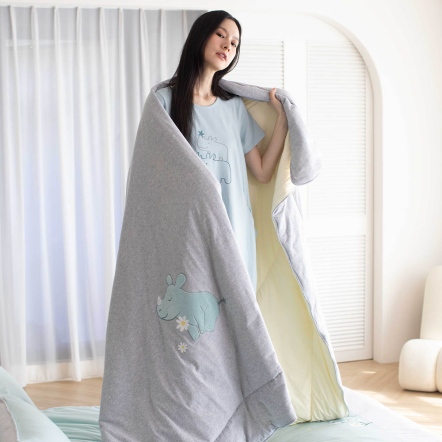 【玉石纖維】犀牛 冰玉被-寧靜灰