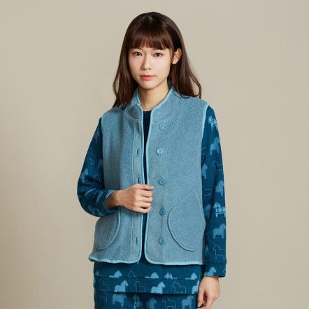 搖粒絨立領背心-暮光綠