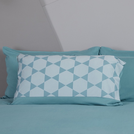 六角幾何信封式枕套1入-藍綠