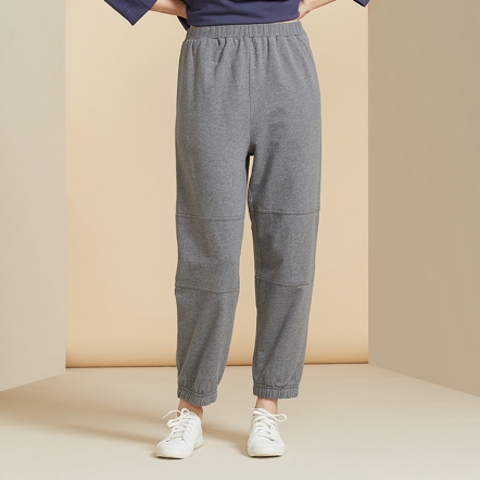 【鋅纖維】剪接長褲-岩石灰