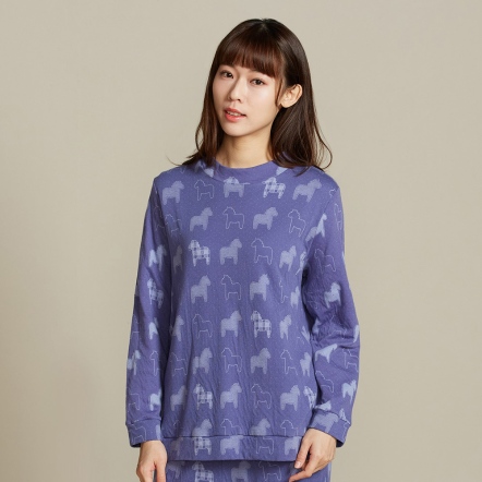 冰島馬提花長袖上衣-星光紫