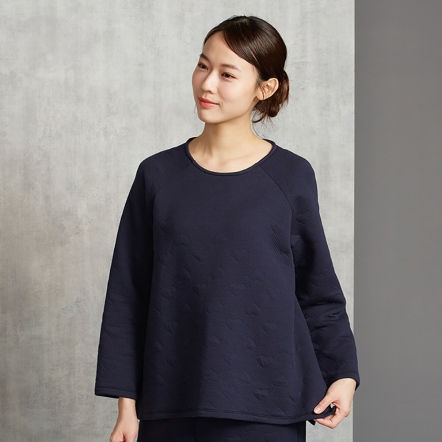 心形包紗連袖上衣-深丈青