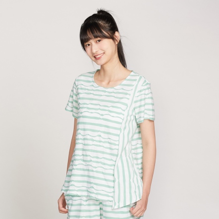 凸條提花短袖上衣-薄荷綠