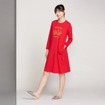 新年系列｜Fa發網印長袖洋裝