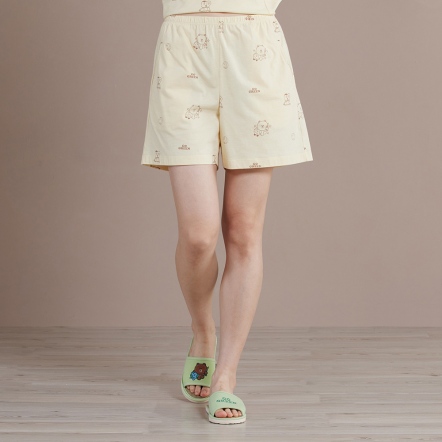 LINE FRIENDS｜好友地球印花短褲-鵝絨黃（M/L）