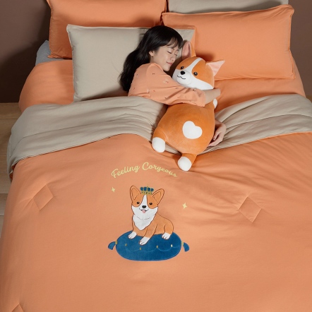 皇家柯基 四季被-暖陽橘