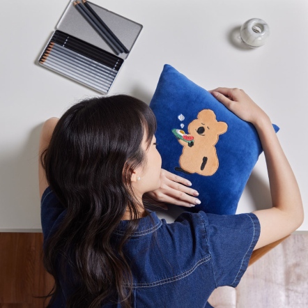 DINOTAENG | 早餐方形抱枕（30x30公分）-深藍