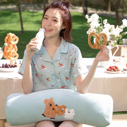 DINOTAENG | 蝴蝶餅圓筒長抱枕-湖水綠