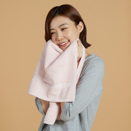 純棉長毛巾（41x81cm）-淺粉