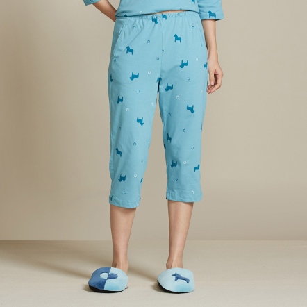 冰島馬印花七分褲-冰島藍