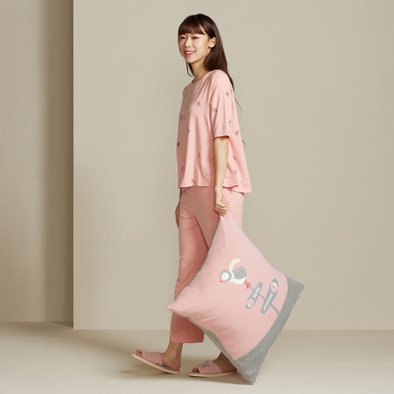 海鸚鵡方形抱枕（60x60公分）-微光粉