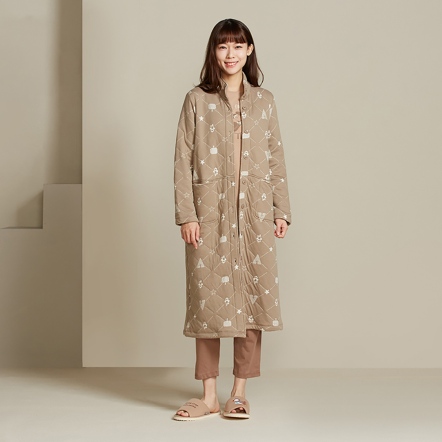 海鸚鵡包紗長外套-摩卡棕