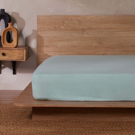 純棉素面床包-湖水綠