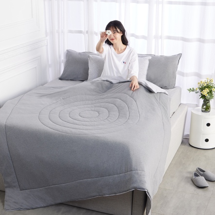 減法美學｜同心圓素色雙人涼被-岩石灰