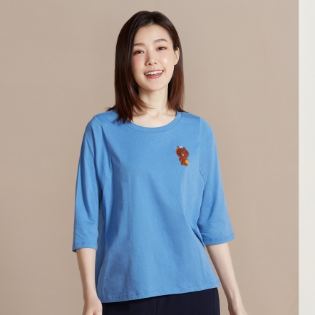 LINE FRIENDS｜熊大棒球繡花七分袖上衣