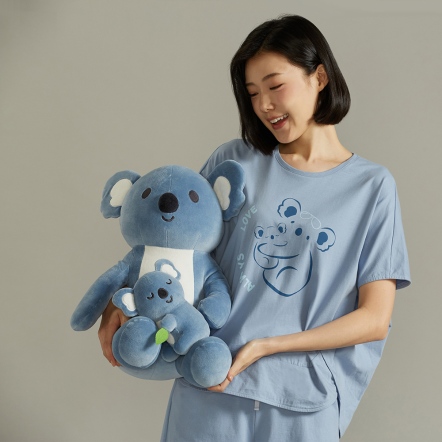 無尾熊親子抱枕-勿忘草藍