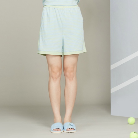 【防蚊】條紋拼接短褲-天空藍