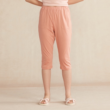 純棉素面七分褲-晚霞粉